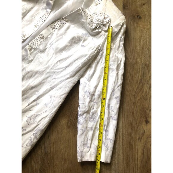 PROVERBS- WOMENS WHITE WITH FLORAL PRINT 3/4 SLEEVE FULLY LINE SIZE 14 - Picture 5 of 7